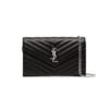 Saint Laurent Chain-strap YSL-plaque grained-leather wallet