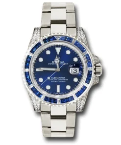 Rolex Submariner Date 116659 SABR 18k White Gold Diamonds Sapphires UNWORN