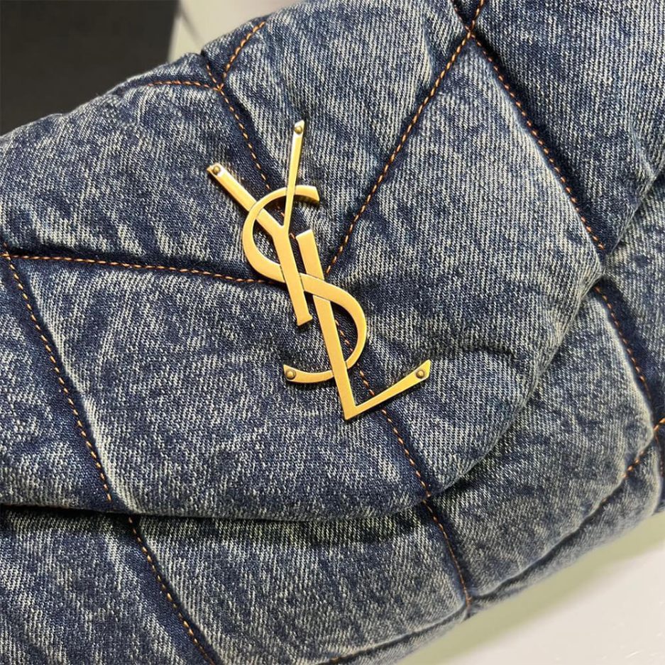 YSL PUFFER SMALL IN SUEDE AND DENIM - Image 6