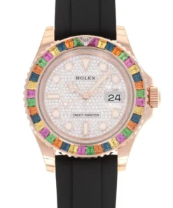 YACHT MASTER 1 GOLDEN DIAMOND BEZEL & DIAL RUBBER STRAP 40MM